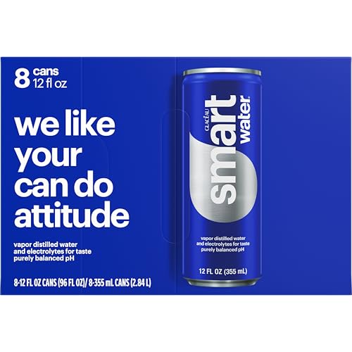 Smartwater aluminum can 12oz placed in a recycling bin for eco-friendly choice