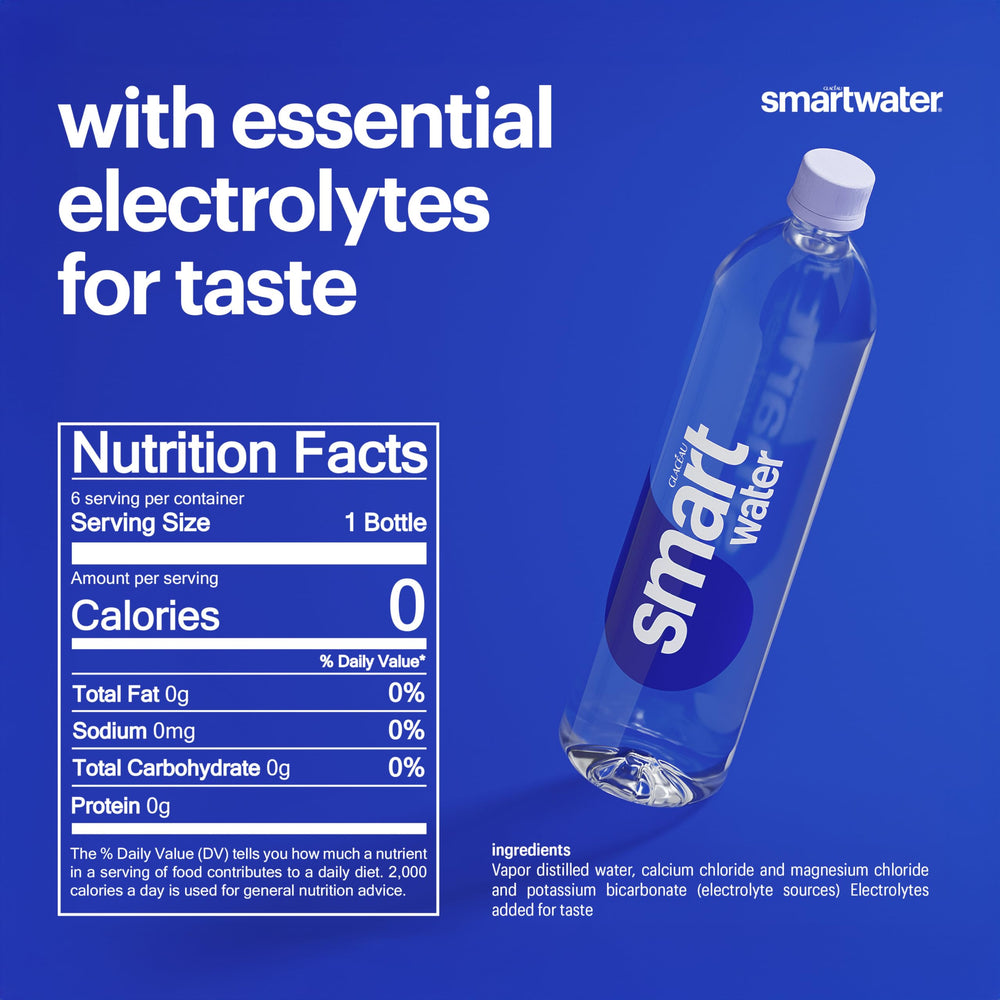 Smartwater bottle being poured for instant refreshing hydration.