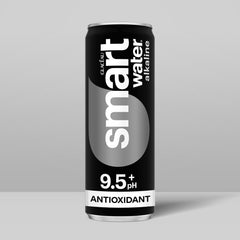 Smartwater can top view highlighting sleek aluminum design and recyclability
