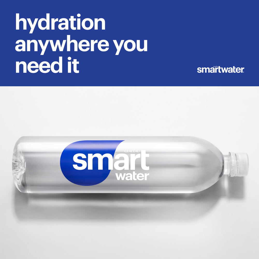 Smartwater on desk in office promoting quick hydration.
