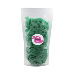 Smarty Stop Every Sour Belts green apple bag and slices show colorful candy ideal for parties