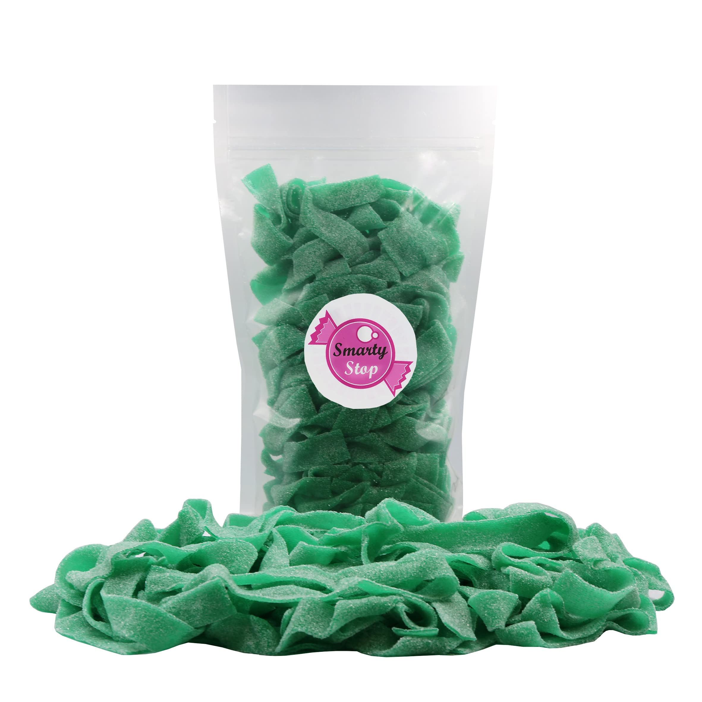 Smarty Stop Every Sour Belts green apple closeup reveals chewy texture and tangy bite