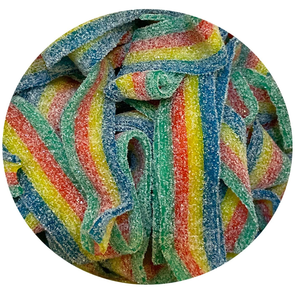 Smarty Stop kid-friendly rainbow gummies, ideal for celebrations.