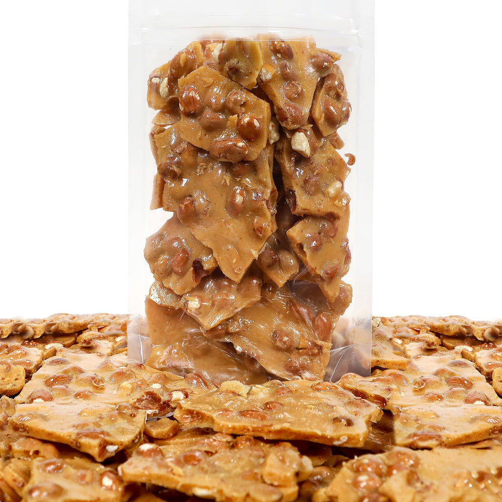 Smarty Stop Peanut Brittle on a dish in office or dorm, easy to share.