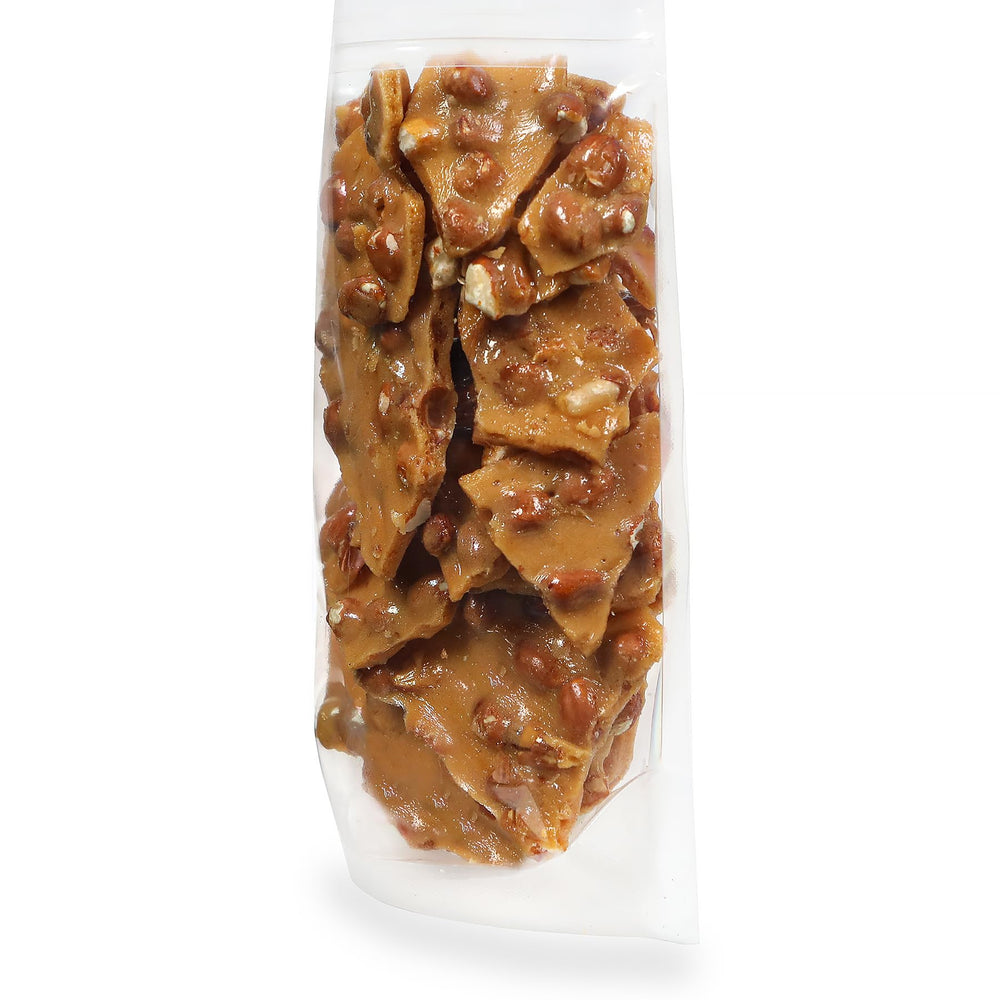 Smarty Stop Peanut Brittle roasted peanuts close-up, rich color and aroma implied.