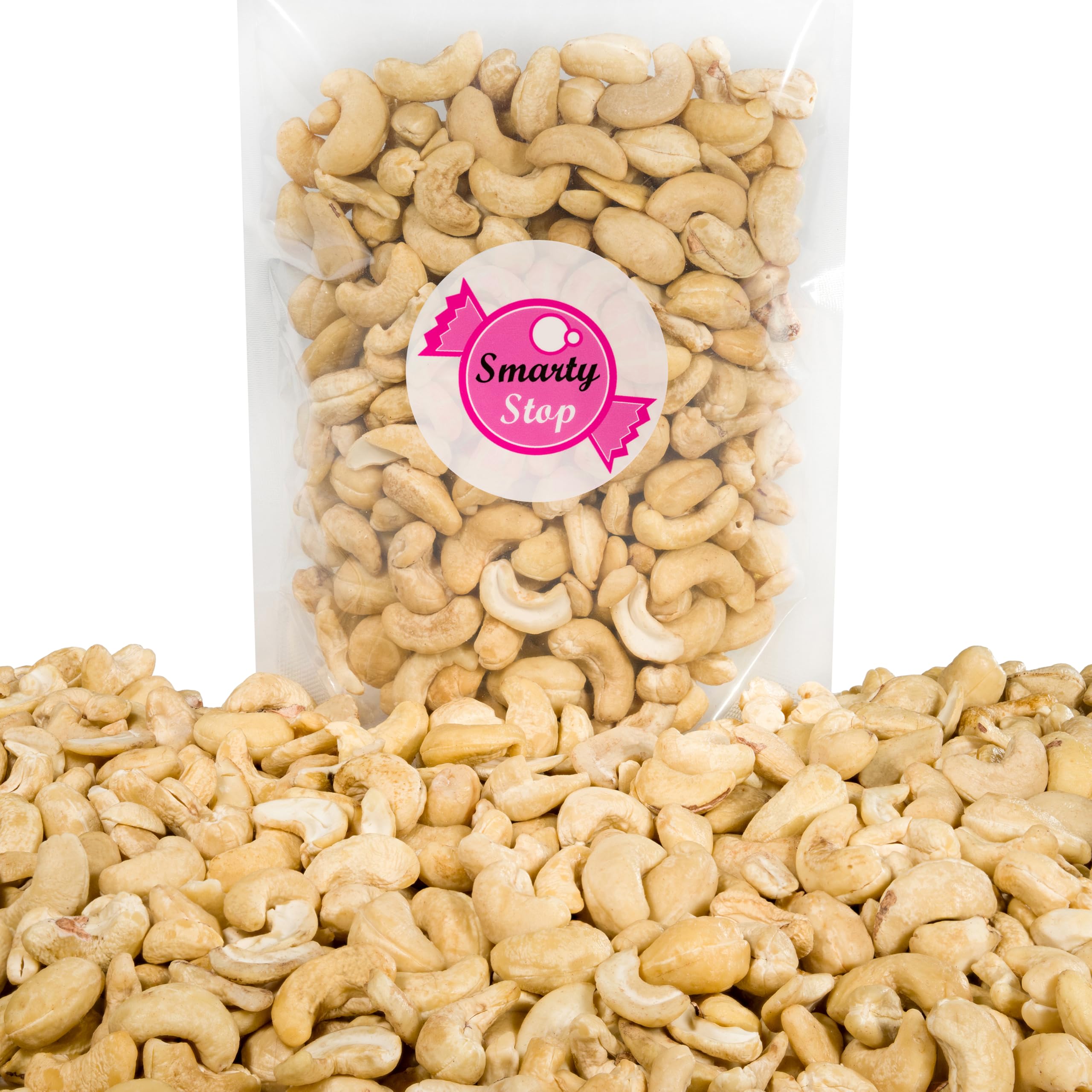 Pouring Smarty Stop raw cashews for quick, convenient snacking.