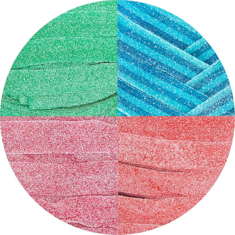 Smarty Stop Sour Every Flavor mixed gummy belts in bright colors with a chewy texture.