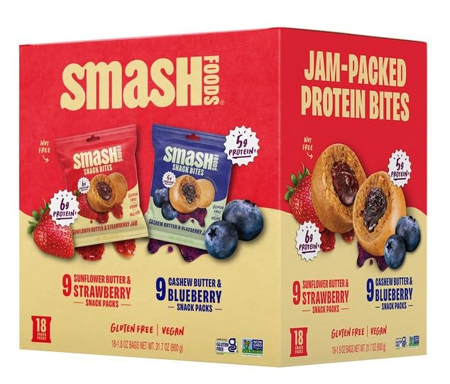 Smash Foods Snack Bites Variety Pack front view; two flavors ready for on-the-go snacking.
