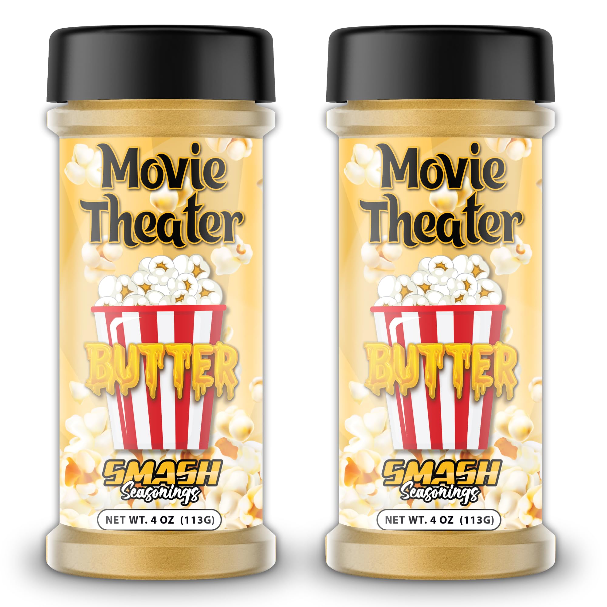 Smash Seasonings Butter Popcorn Seasoning Shaker adds rich flavor to popcorn.