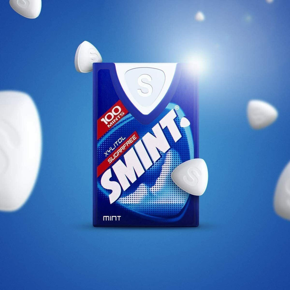 Smint dental mint close-up highlighting the sugar-free formula.