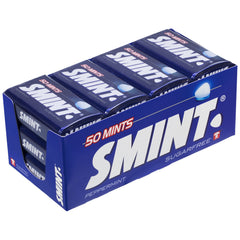 Smint Peppermint tin open showing easy access mints.