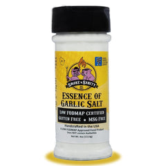 Smoke n Sanity Essence of Garlic Salt bottle front showing onion-free garlic flavor