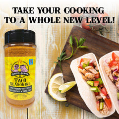 Smoke n Sanity pan with sizzling tacos seasoned with the blend