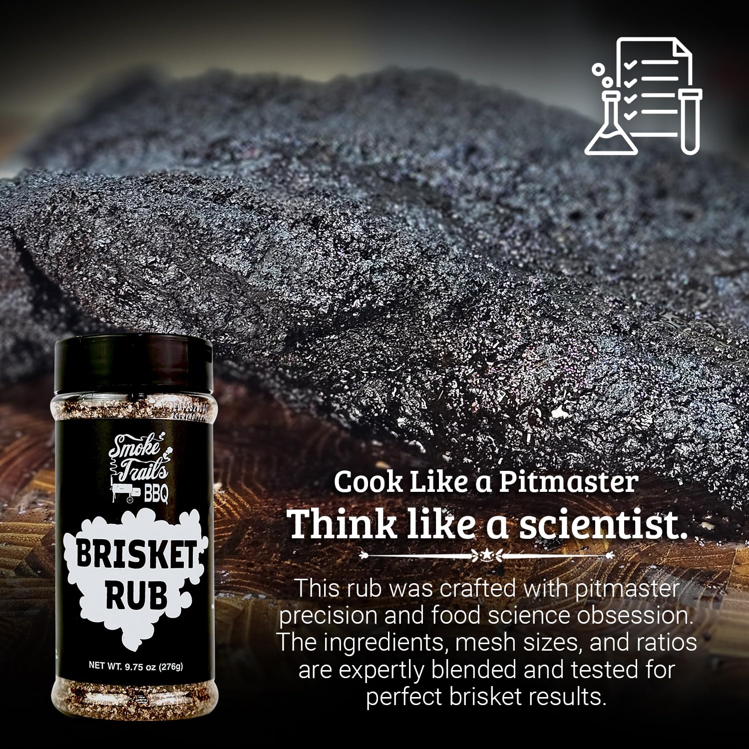 Smoke Trails BBQ Brisket Rub in action during grilling session.