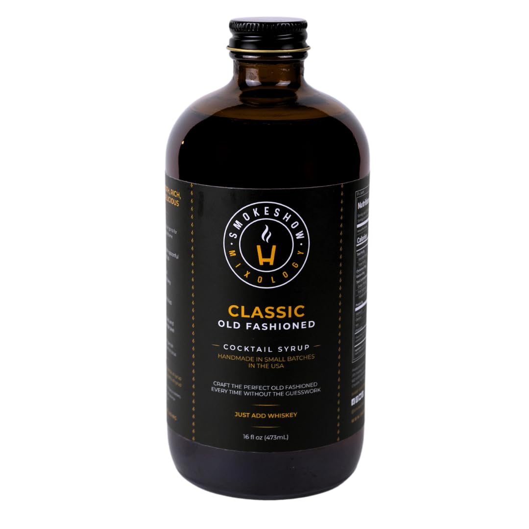 Smokeshow Classic Old Fashioned syrup bottle showcases premium ingredients for balanced sweetness.
