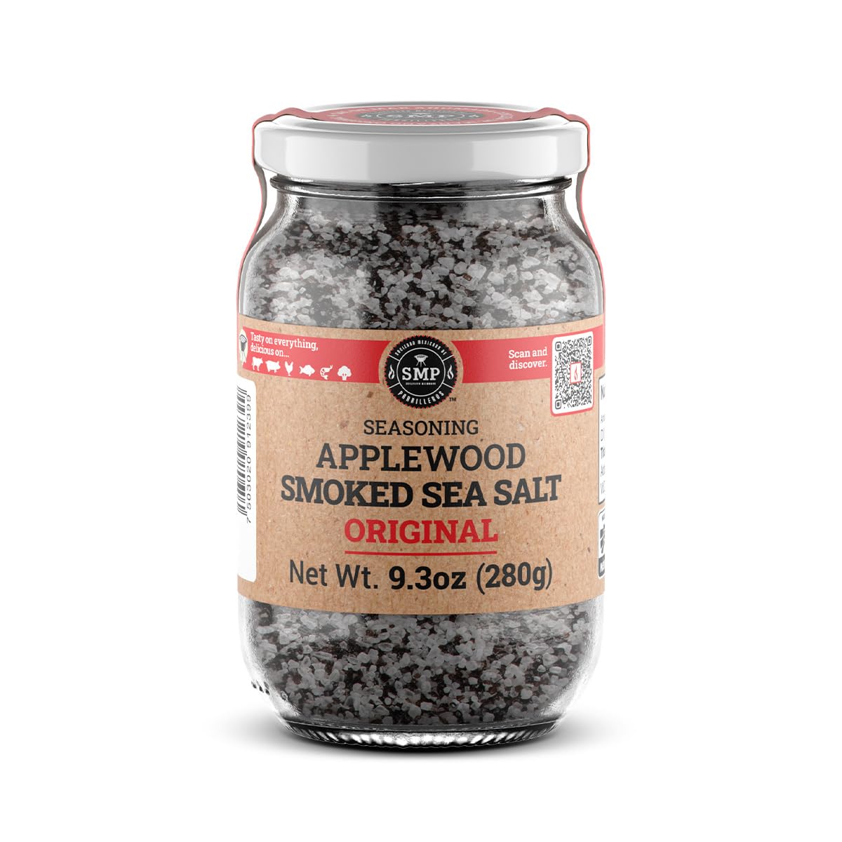 SMP Applewood Smoked Sea Salt bottle for premium smoky finishing flavor.