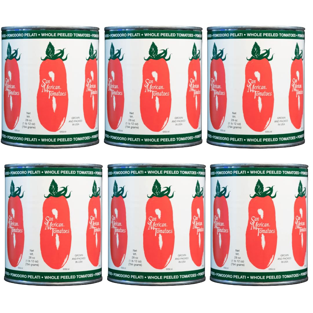 SMT San Merican Tomato whole peeled tomatoes in a 28oz can, ideal for sauces.