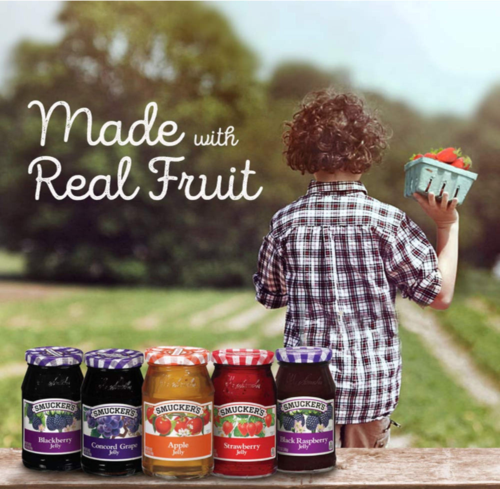Smucker's Concord Grape Jelly spooned on toast, great for quick breakfasts.