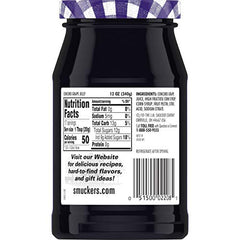 Smucker's Concord Grape Jelly spread on toast with peanut butter for a classic PB&J.