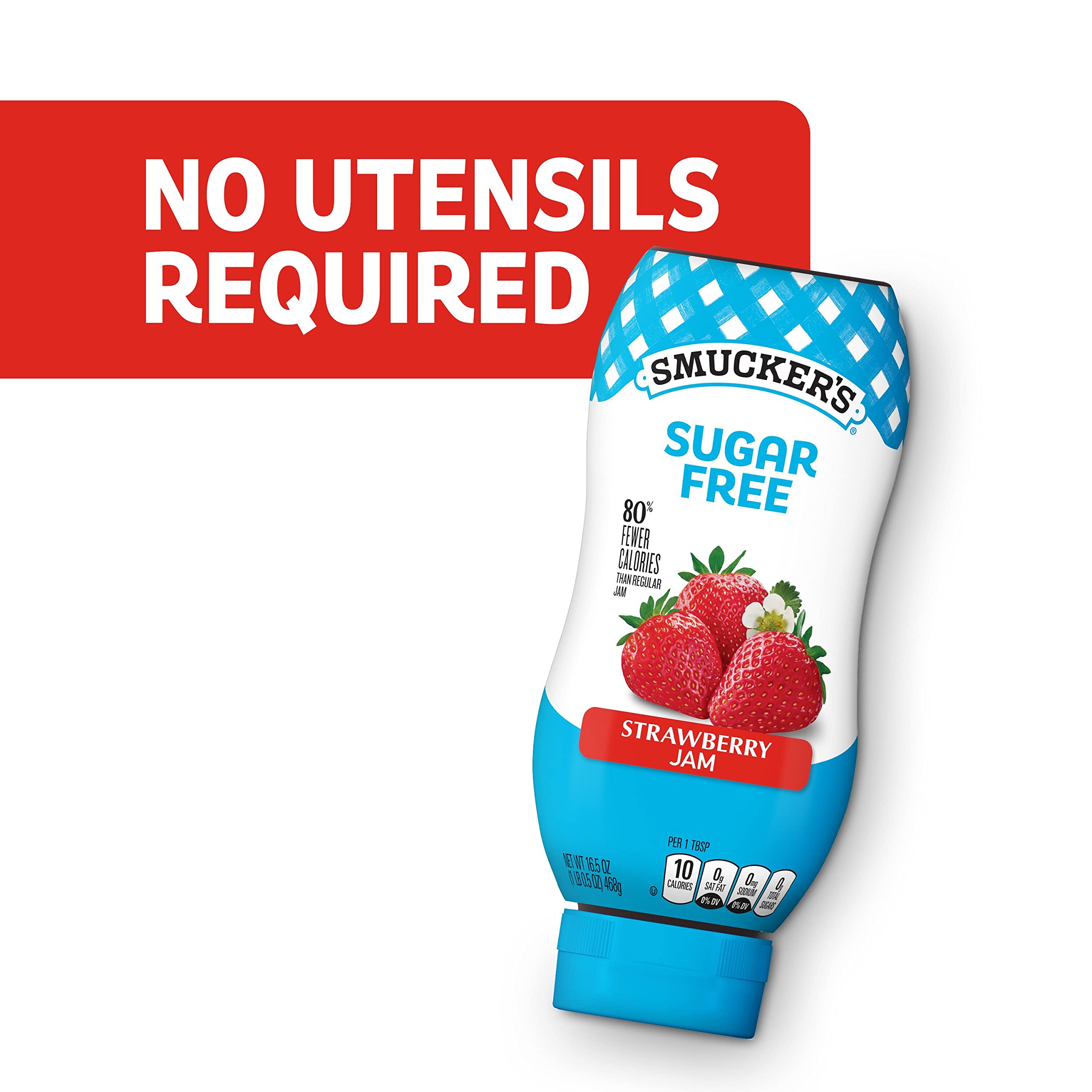 Family enjoying snacks with Smucker’s squeezable jam bottle
