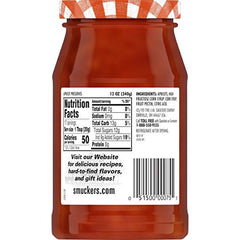 Close-up of Smucker's Apricot Preserves showing vibrant golden color and fruit pieces for crepes