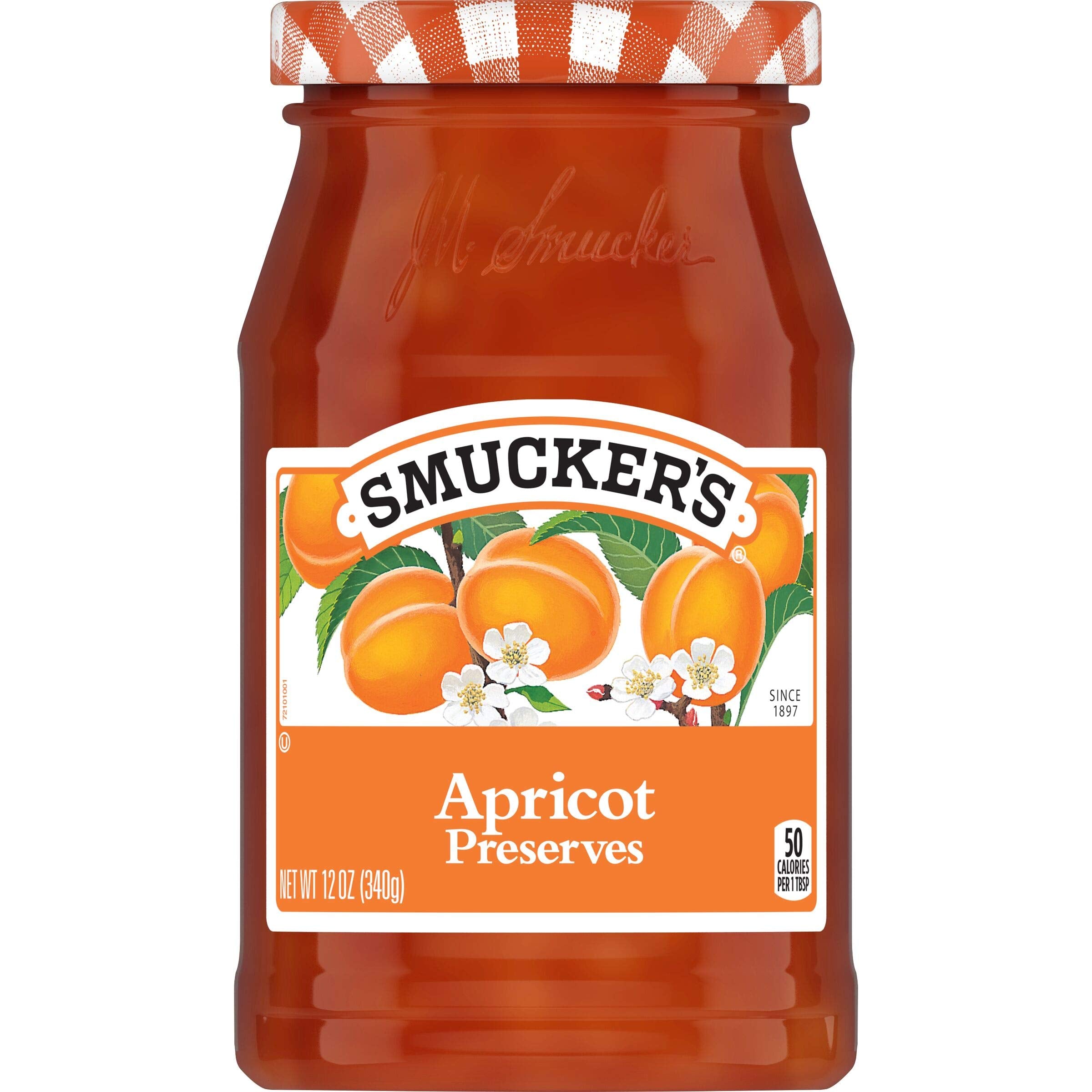 Smucker's Apricot Preserves jar with fruit chunks ideal for toast or pastries