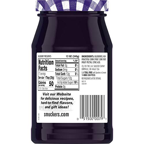 Smucker's Blueberry Preserves spread on pancakes to highlight versatile breakfast topping.