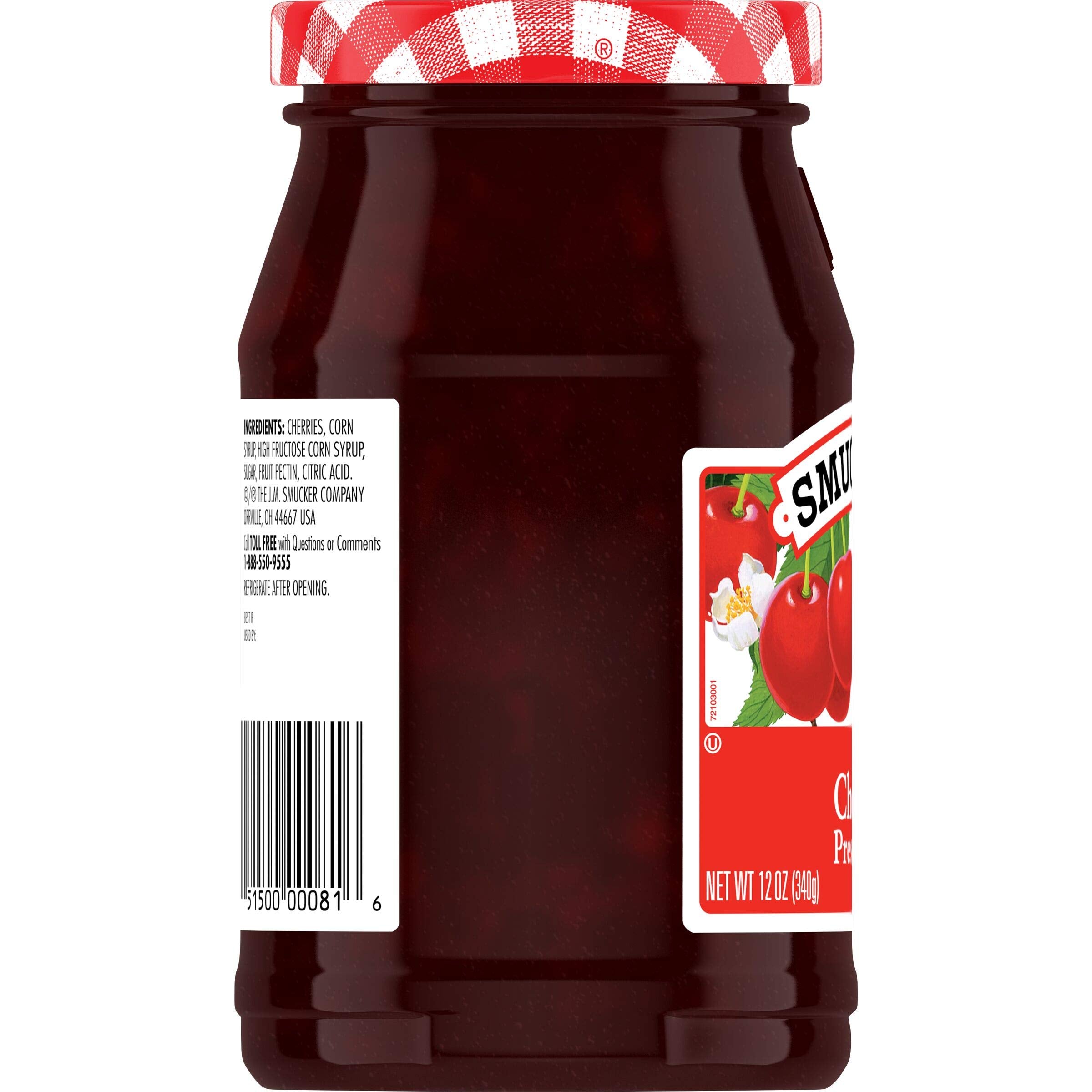 Smucker's Cherry Preserves with whole pieces, textured fruit in every bite
