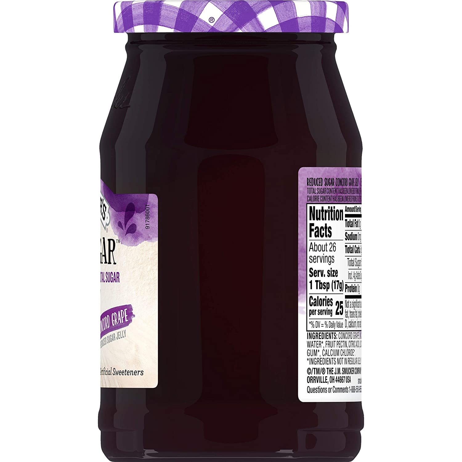 Smucker's Concord Grape Jelly bulk pack display for grocery shopping convenience.