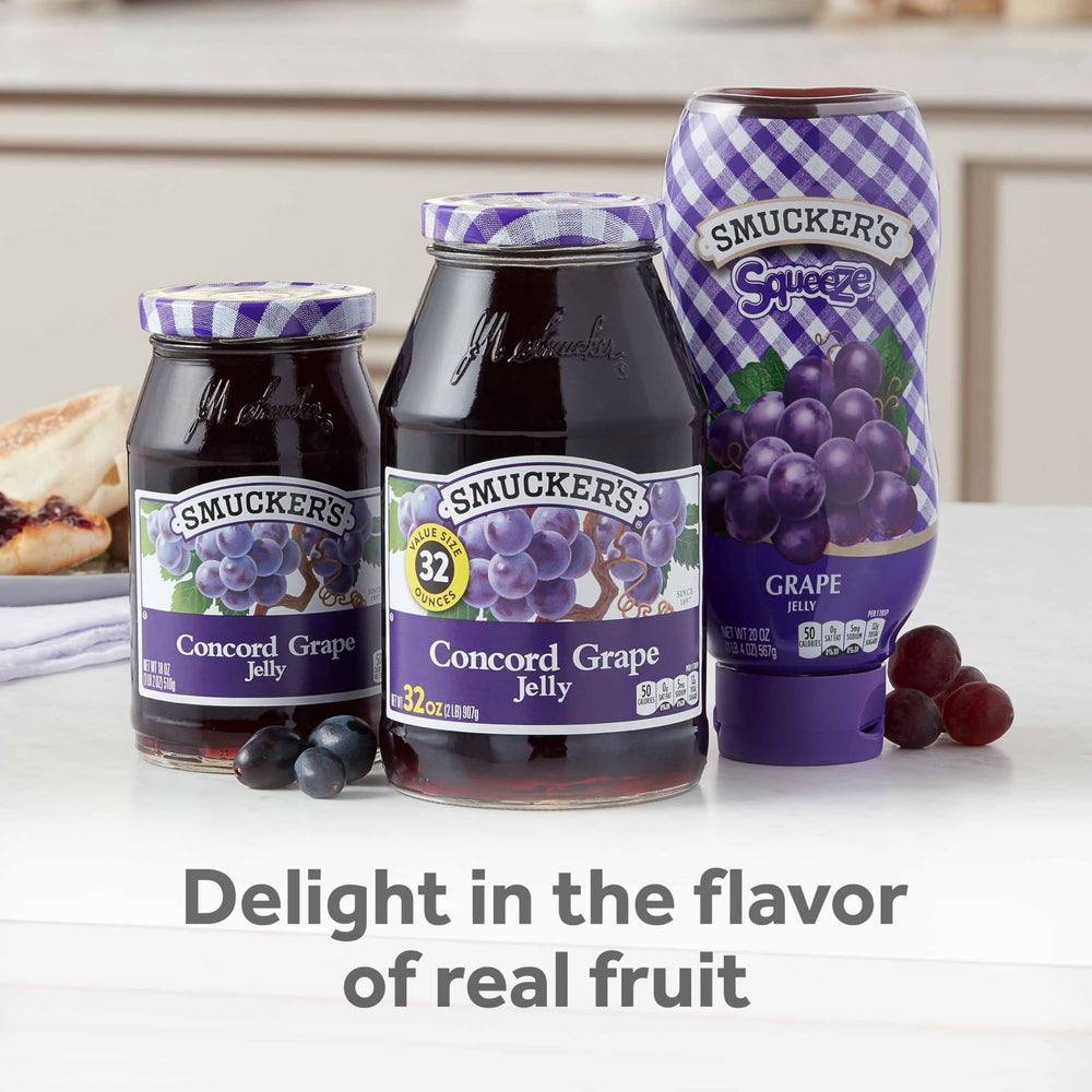 Kosher label on Smucker's grape jelly packaging.