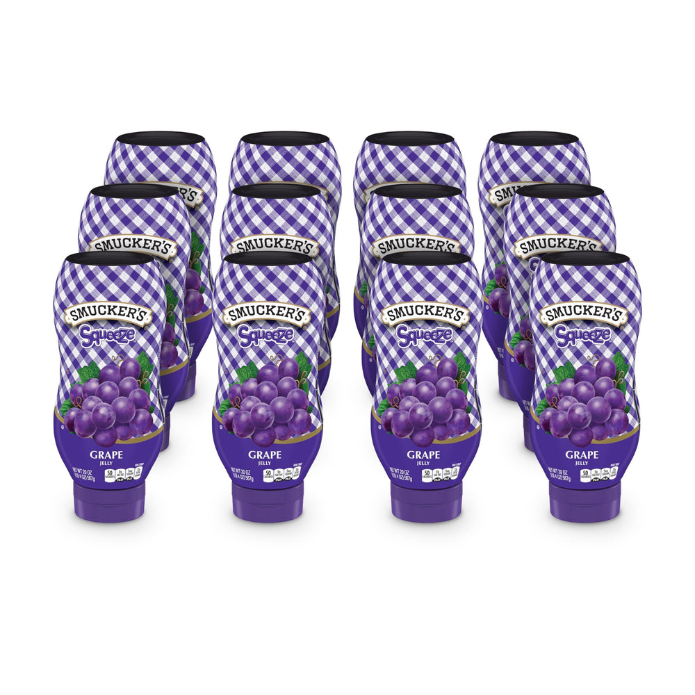 Smucker's Grape Squeezable Jelly bottle for mess-free breakfasts.