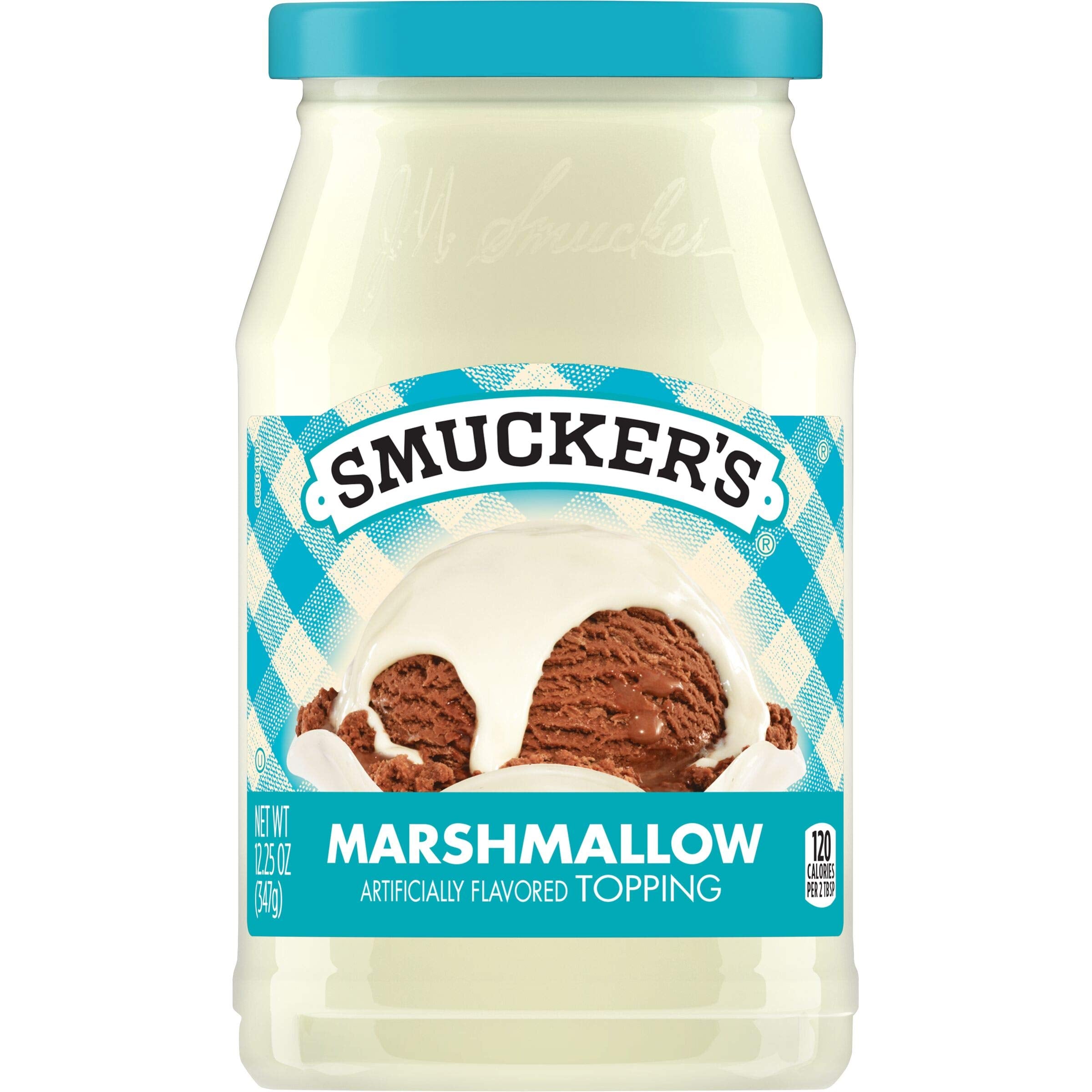 Smucker's Marshmallow Topping bottle pour for smooth dessert drizzle