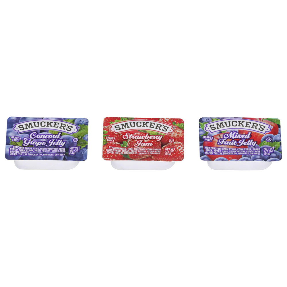 Smucker's Mixed Fruit Jelly portion cups for convenient on-the-go use