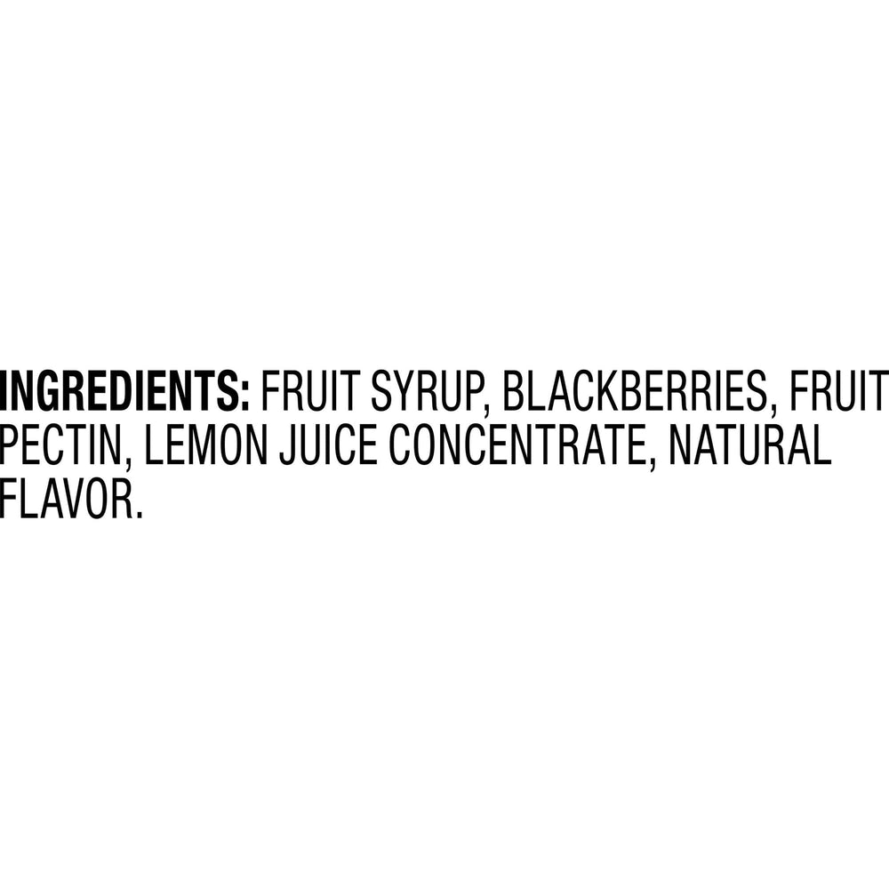 Brand label on Smucker's Simply Fruit Seedless Blackberry Spread highlighting no HFCS.