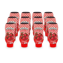 Smucker's Squeeze Strawberry Spread bottle front, ready for breakfast