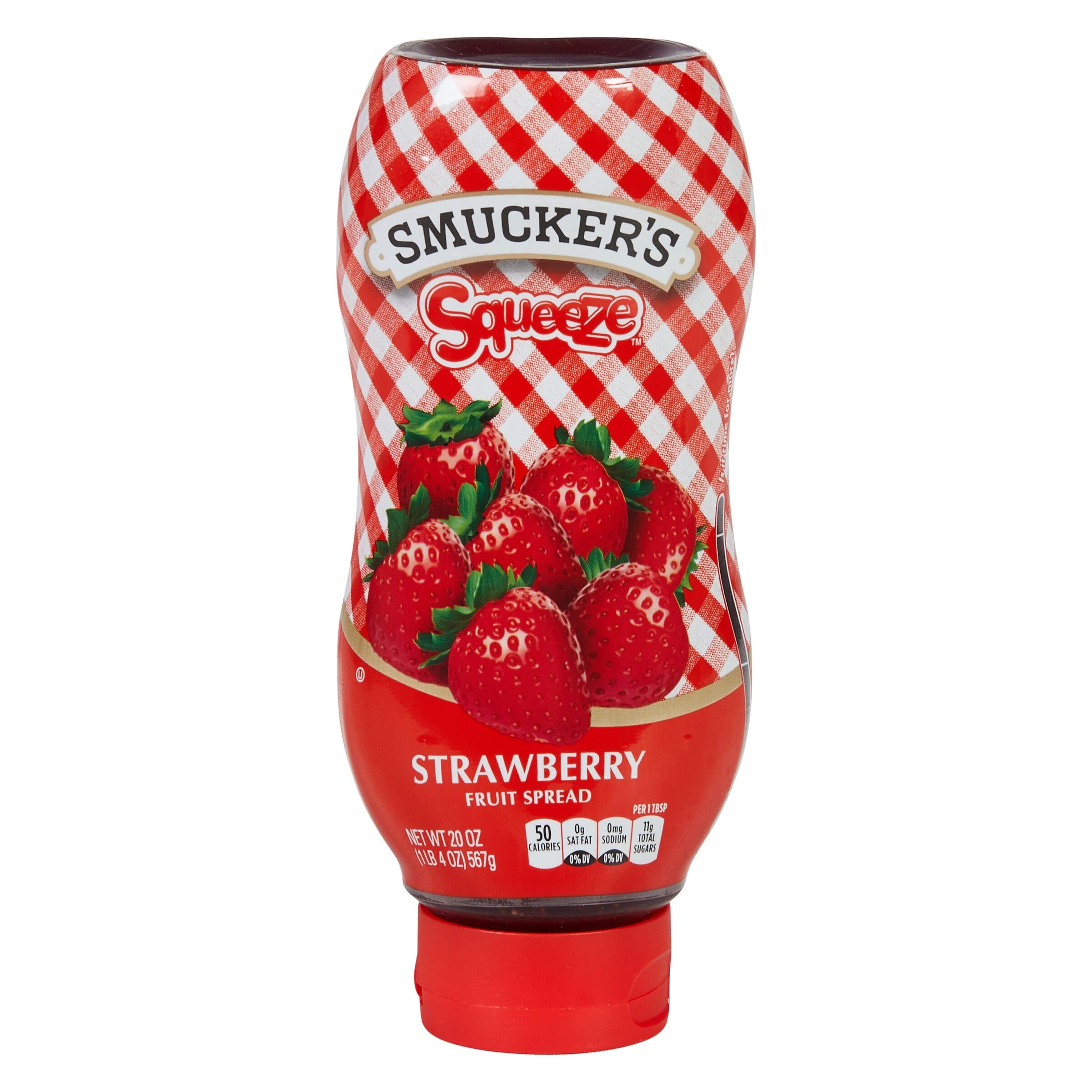 Smucker's Squeeze Strawberry Spread label detail for ingredient clarity
