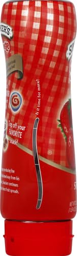 Smucker's Squeeze Strawberry Spread being poured into a bowl