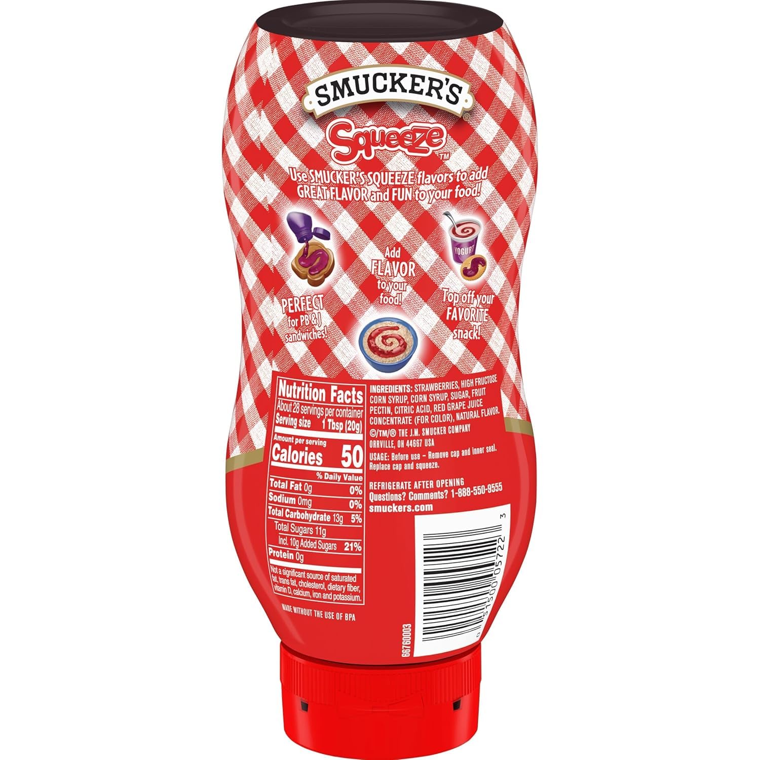 Smucker's Squeeze Strawberry Spread in a restaurant setting for easy table service