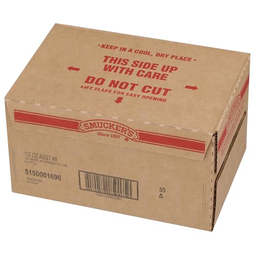 Smucker's Strawberry Jam 0.5 oz cups packaging, easy snacking option.