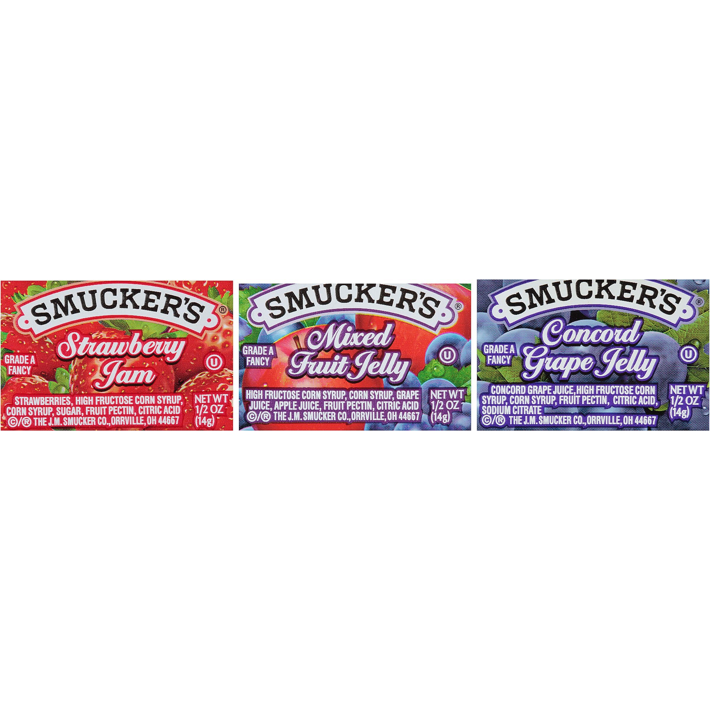 Smucker's Strawberry Jam portion cups ready for quick breakfast service
