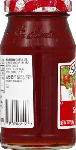 Smucker's Strawberry Jelly jar with kosher symbol visible
