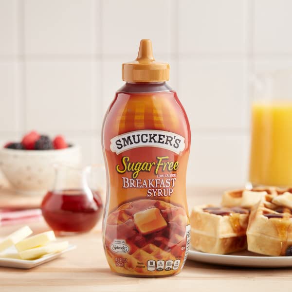 Oatmeal bowl with Smucker's Sugar Free Syrup adding sweetness without calories.