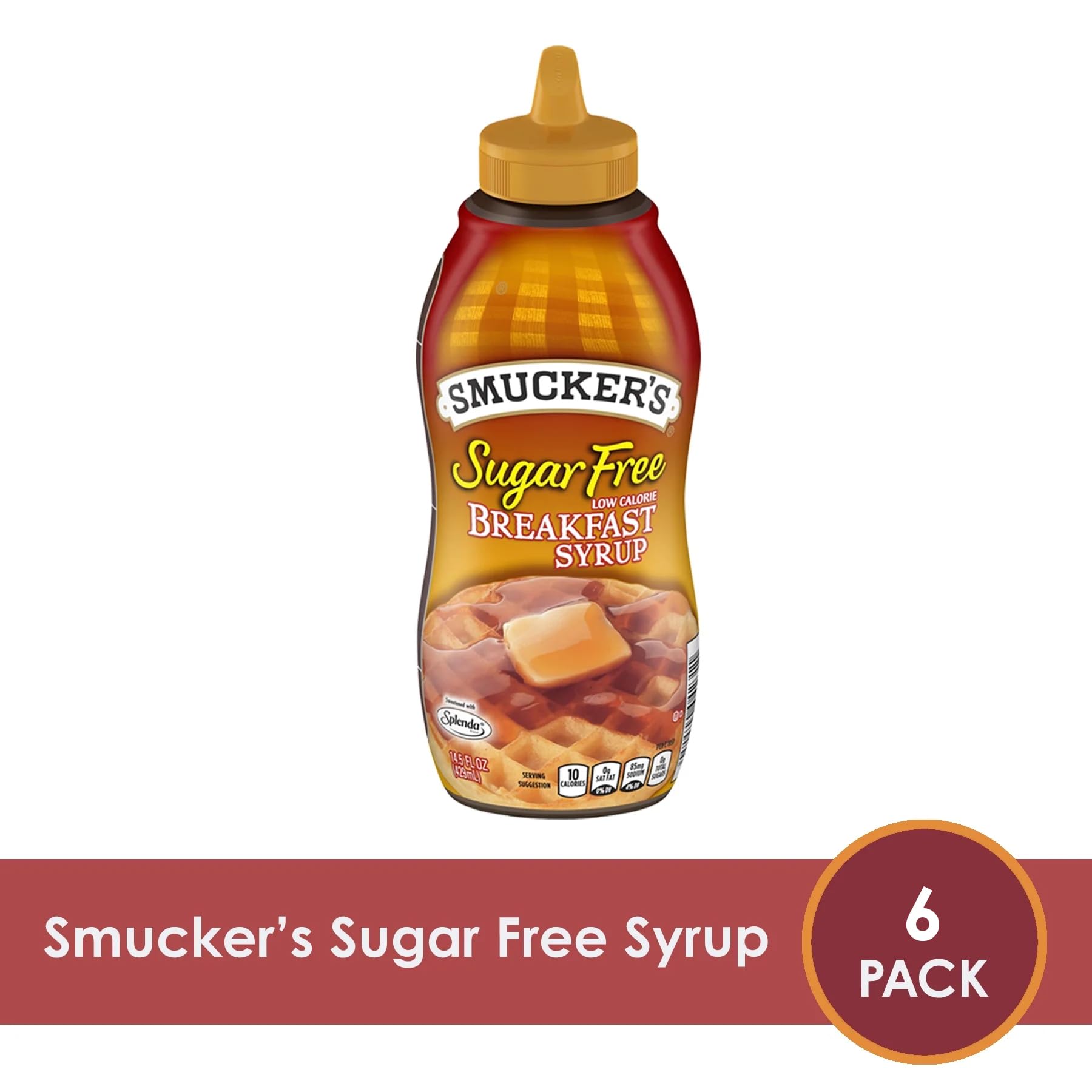 Pancakes topped with Smucker's Sugar Free Syrup for a light, indulgent feel.