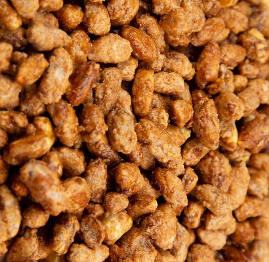 Snack Delight golden toffee coating on peanuts, inviting aroma and satisfying sweet-salty craving.