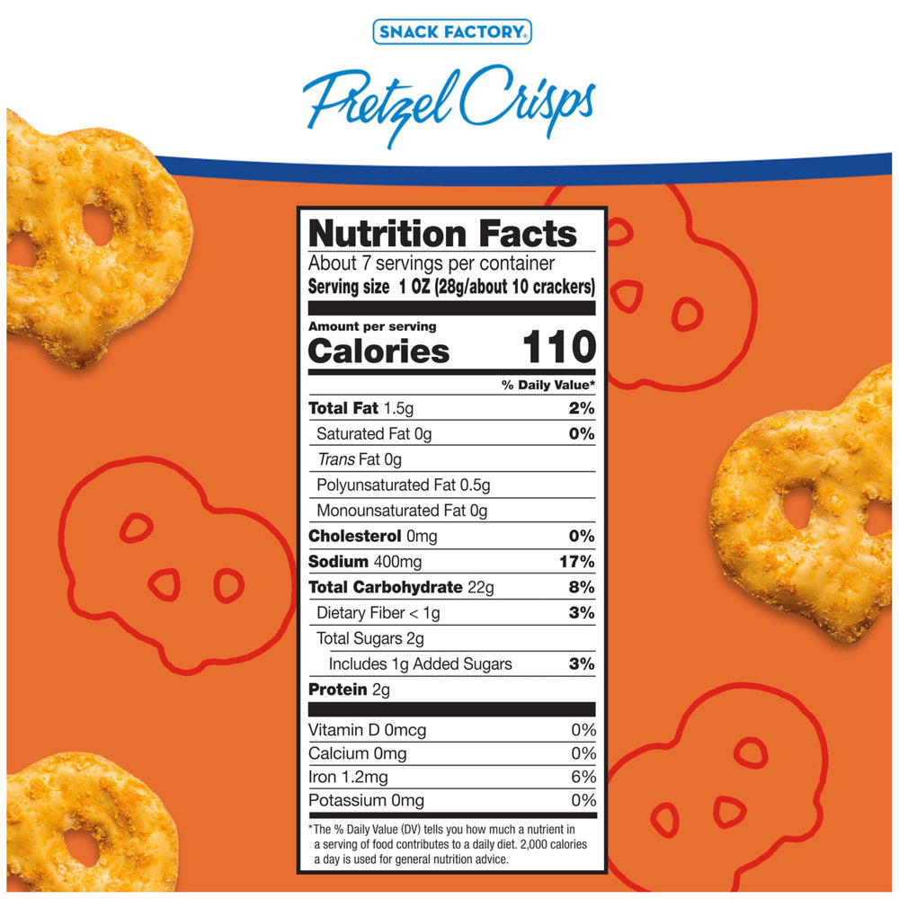 Snack Factory Buffalo Wing Pretzel Crisps close-up showing crisp texture ideal for dipping.