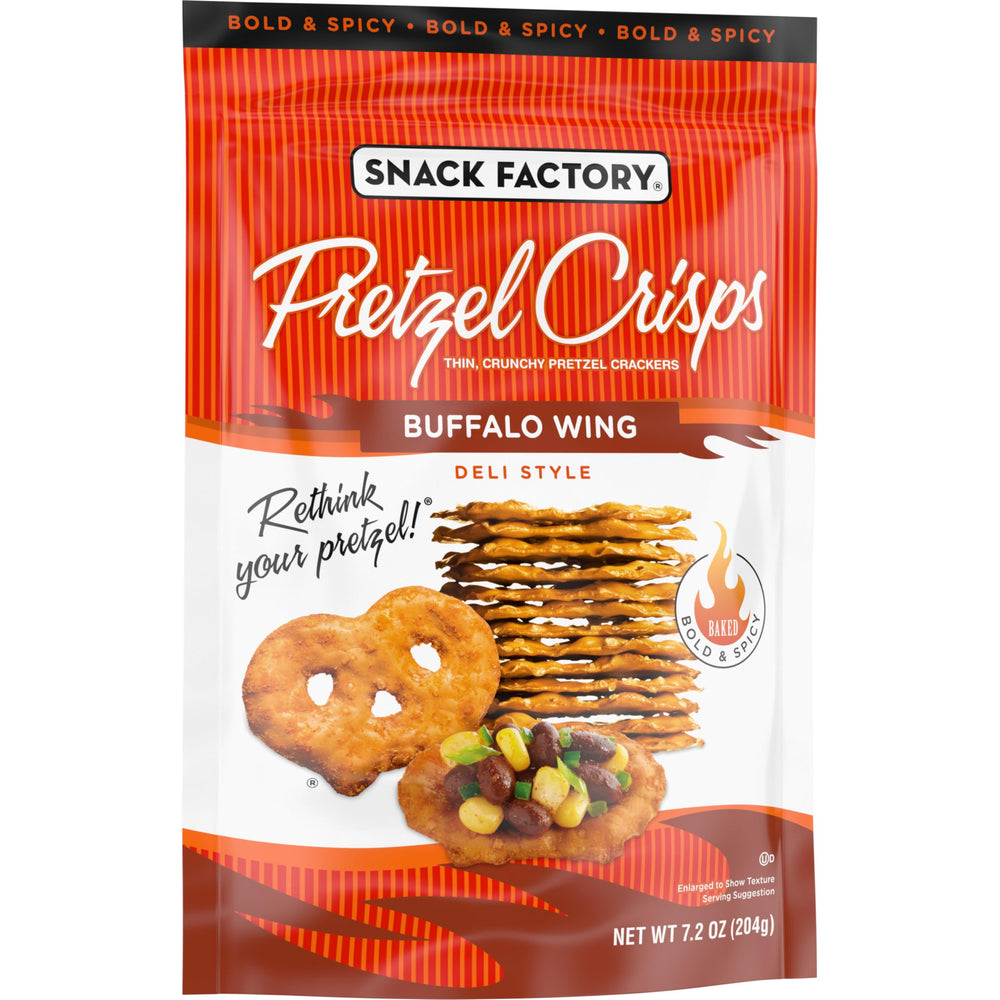 Snack Factory Buffalo Wing Pretzel Crisps party tray, effortless appetizer idea.