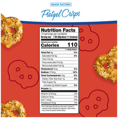 Close-up of Snack Factory Everything Pretzel Crisps showing poppy seeds and seasonings.