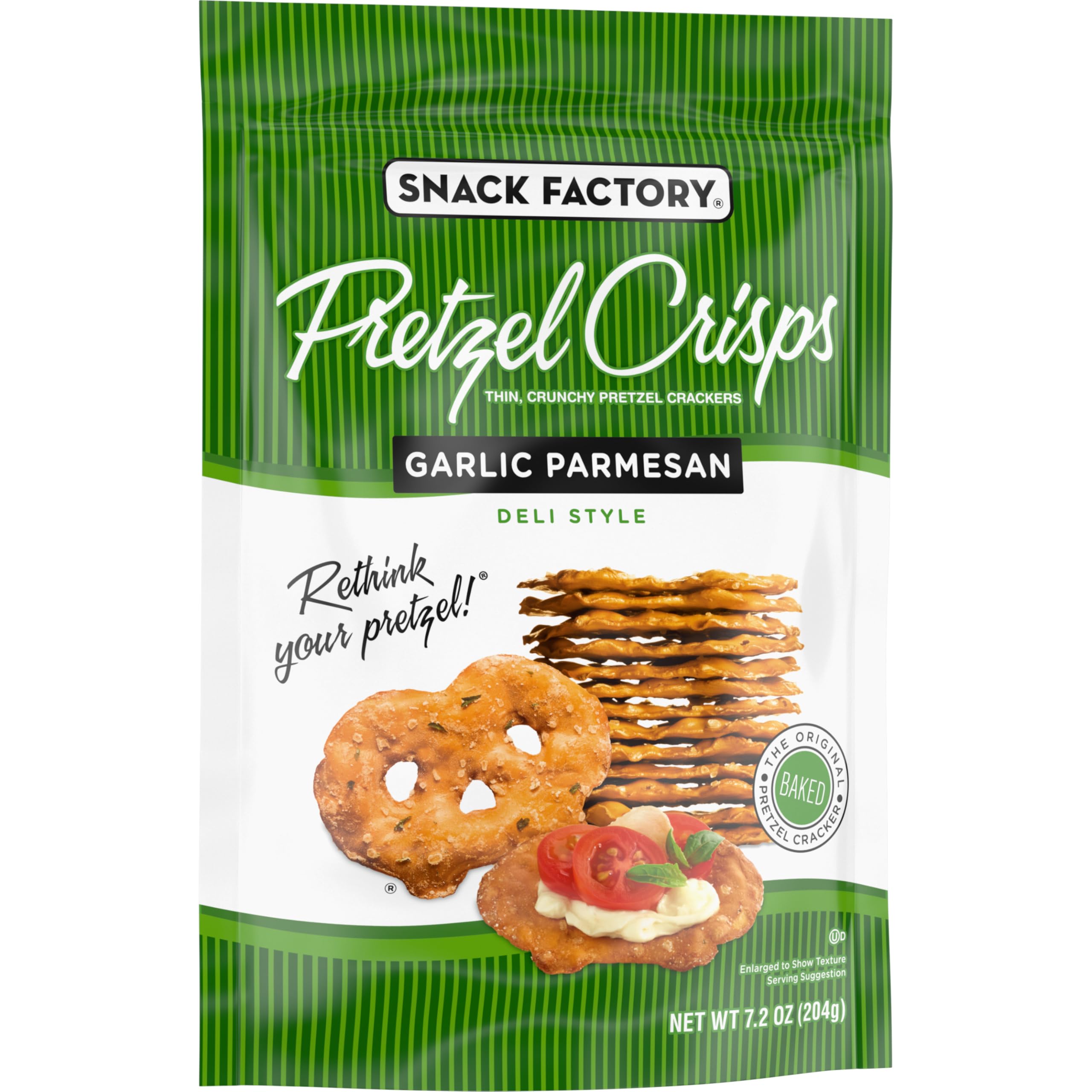 Pantry-pack display of Snack Factory Garlic Parmesan Pretzel Crisps