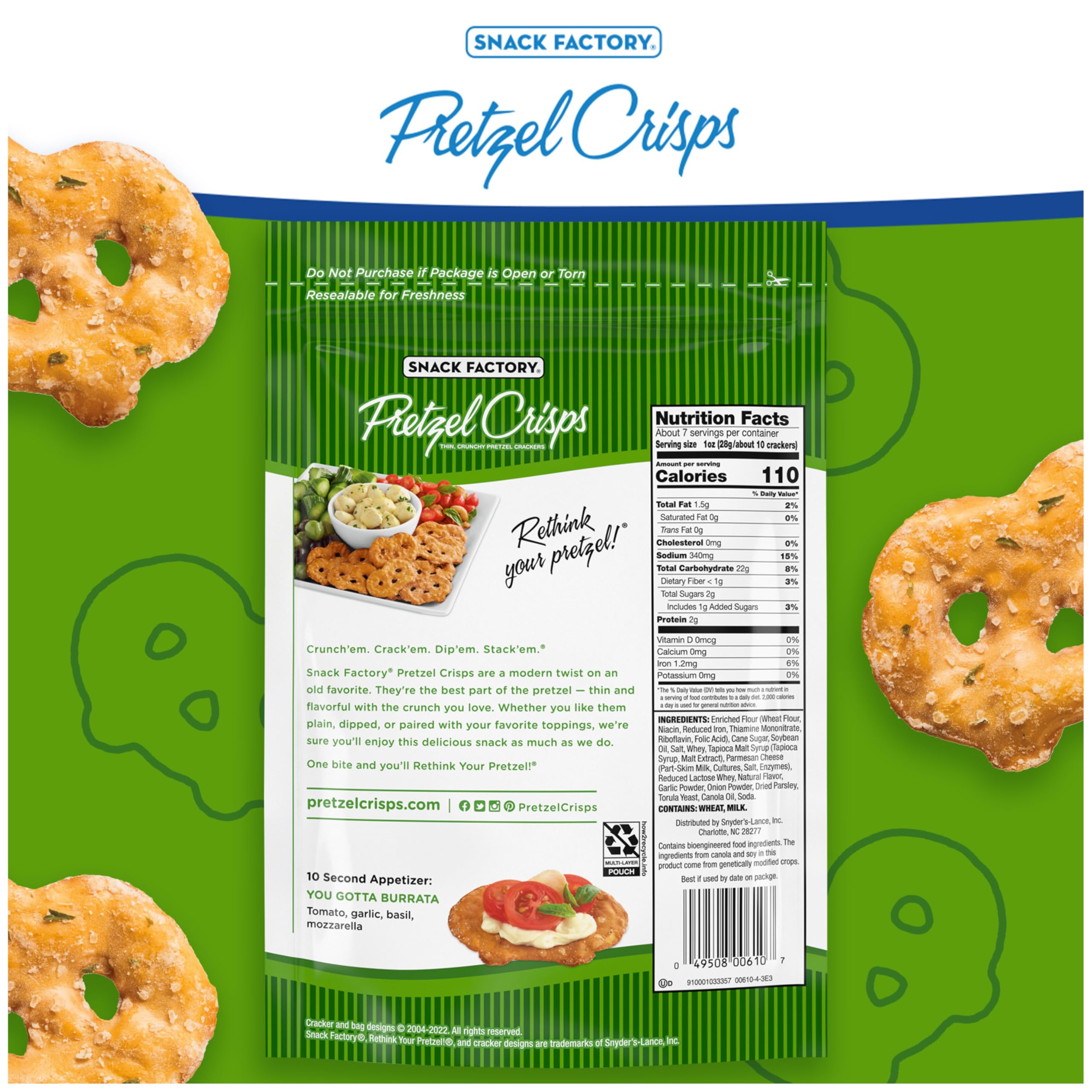 Serving idea: Garlic Parmesan Pretzel Crisps as a fast appetizer