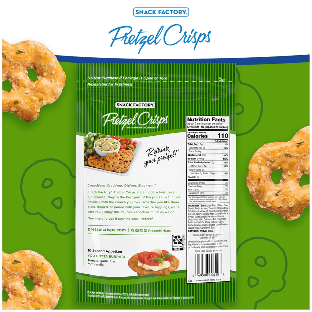 Serving idea: Garlic Parmesan Pretzel Crisps as a fast appetizer